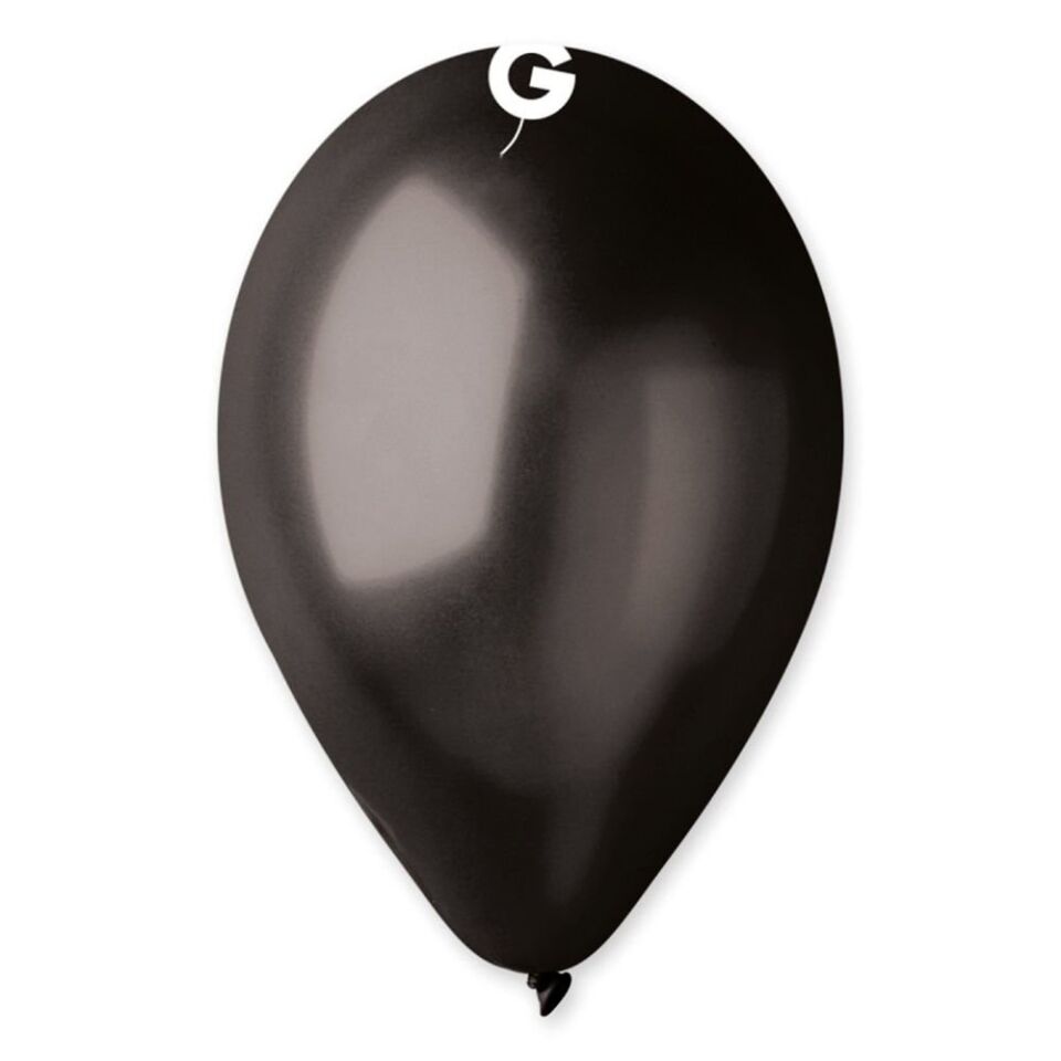 11''METALİK SİYAH BALON 100'LÜ