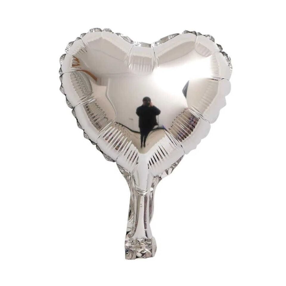 10''Gümüş Kalp Folyo Balon 50 Li