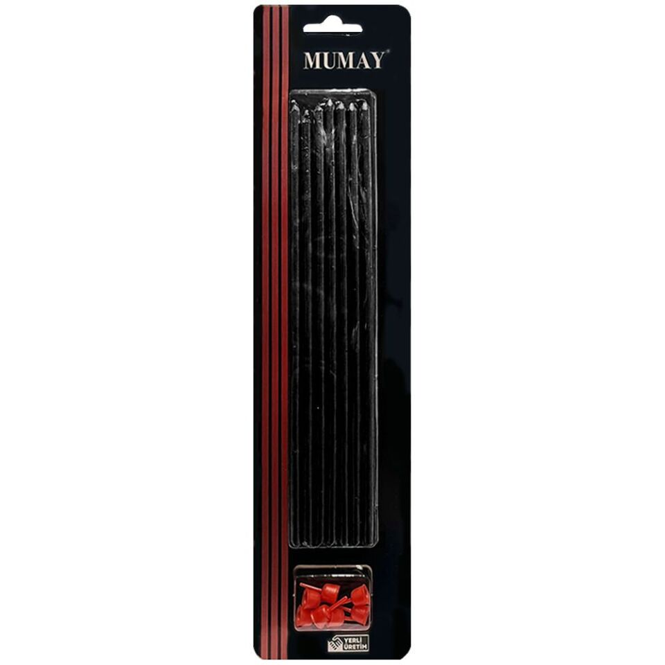 İNCE UZUN MUM SİYAH 20cm