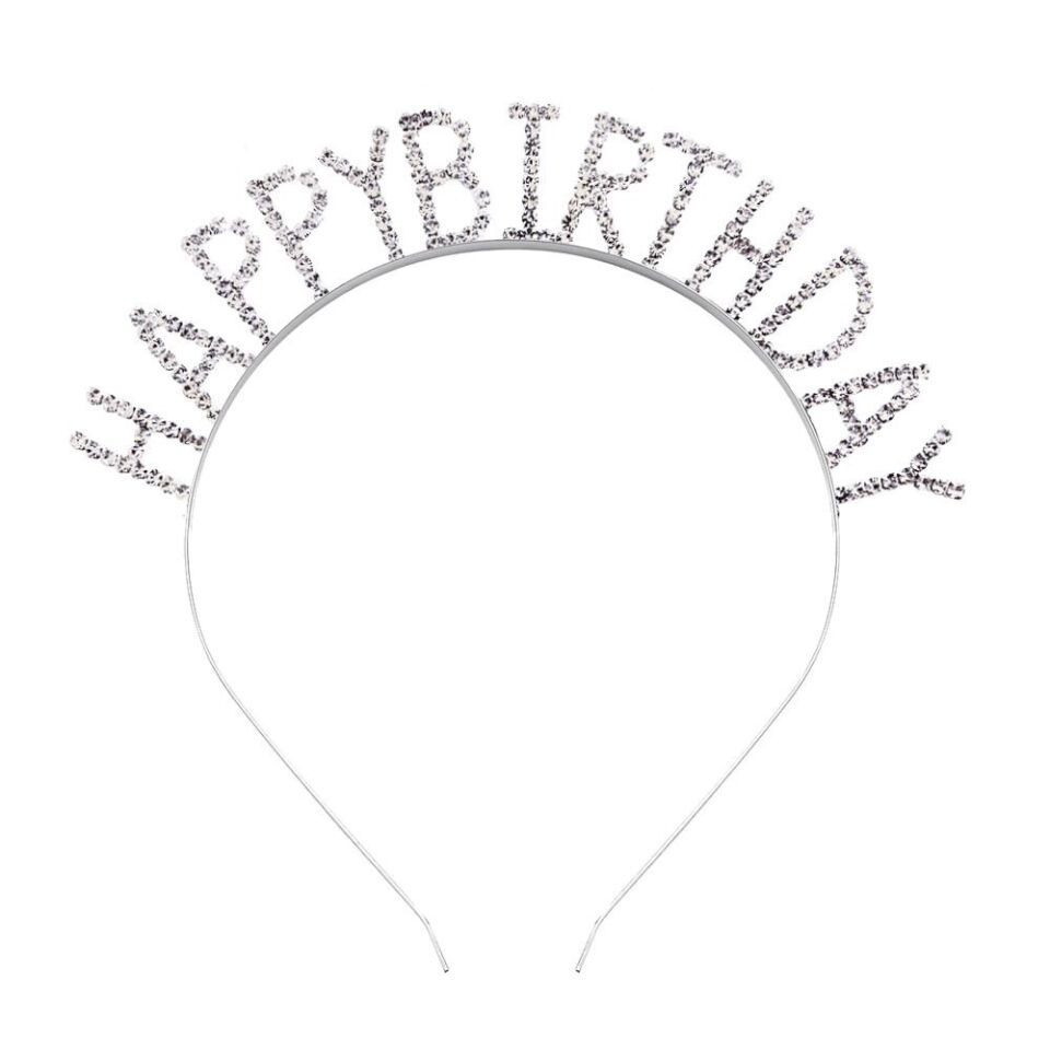 HAPPY BİRTHDAY  METAL TAŞLI TAÇ GÜMÜŞ