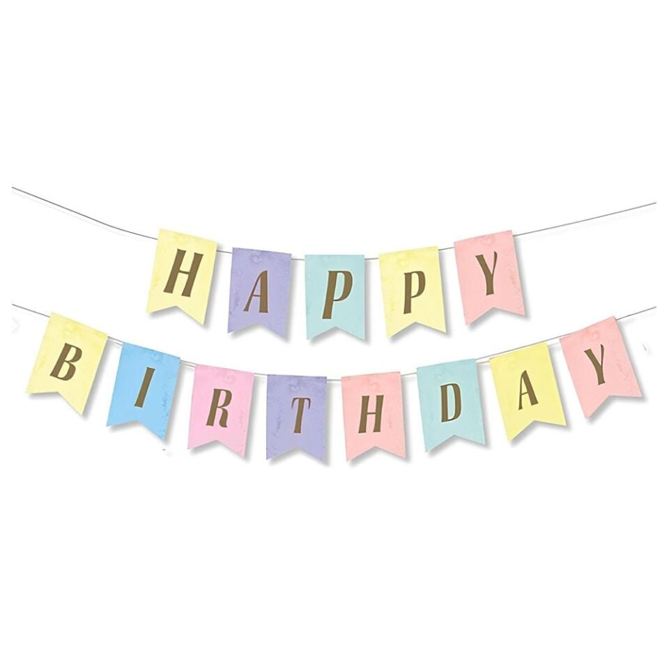 UZAR YAZI HAPPY BİRTHDAY MAKARON RENKLER