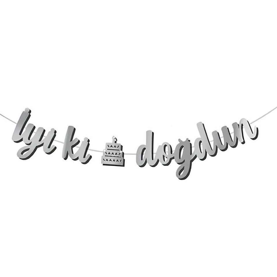 KALİGRAFİ BANNER İYİ Kİ DOĞDUN GÜMÜŞ