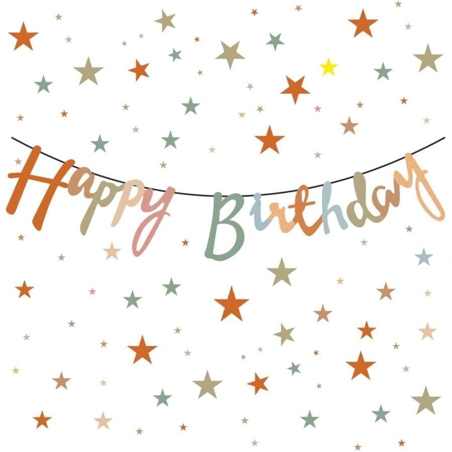 Kaligrafi Banner Happy Birthday Retro Tema